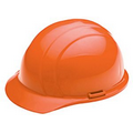 Hard Hat with ratchet adjustment and 4 point nylon suspension in Hi-Viz Orange and Full Color Label.